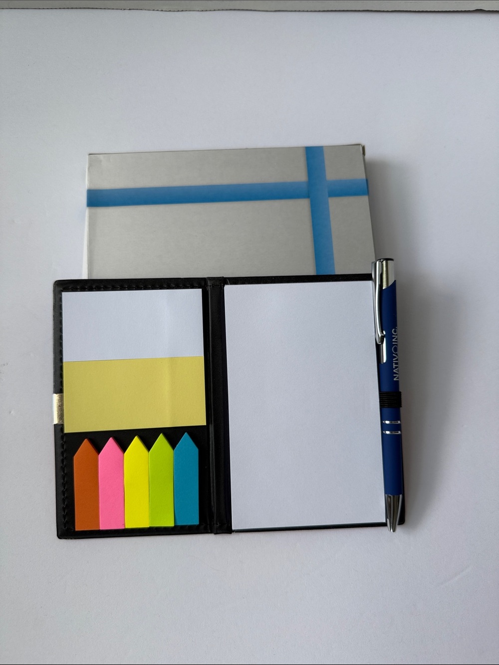 Travel Sticky Note & Flag Set with Blue Pen - Home Storage & Organization #616